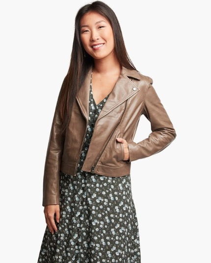 Able Jacket Maha Leather in Slate Outerwear in  at Wrapsody