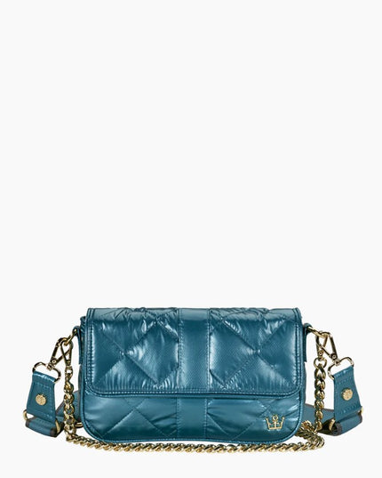 Oliver Thomas Bestie Baguette Handbags in Dark Jade Metallic at Wrapsody