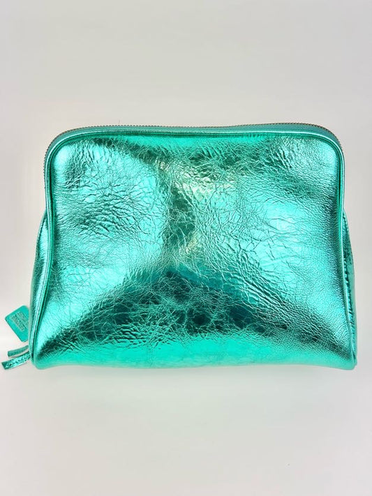 Large Cosmetic Bag - Glimmer Teal Travel Accessories in  at Wrapsody