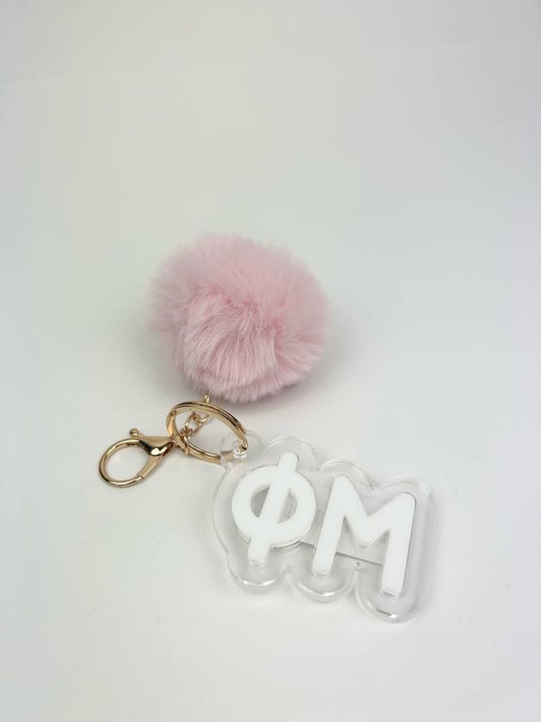 PomPom Acrylic Keychain Greek in Phi Mu at Wrapsody