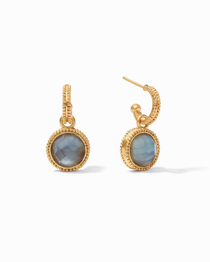 Julie Vos Fleur-de-Lis Hoop & Charm Earring Earrings in Slate Blue at Wrapsody