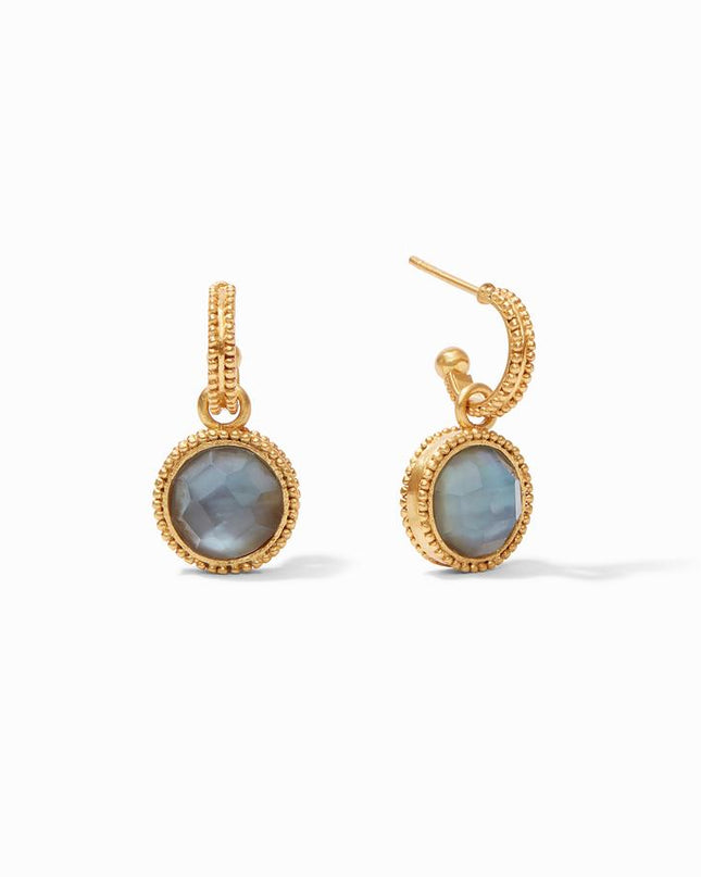 Julie Vos Fleur-de-Lis Hoop & Charm Earring Earrings in Slate Blue at Wrapsody