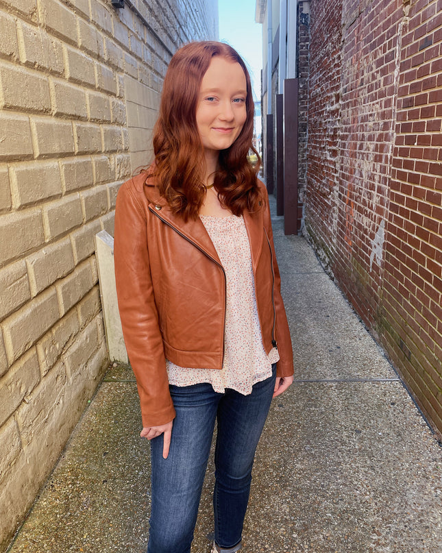 Able Maha Leather Jacket in Whiskey Outerwear in  at Wrapsody