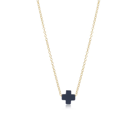 Enewton Signature Cross Necklace (eGirl SIZE) Necklaces in Navy at Wrapsody