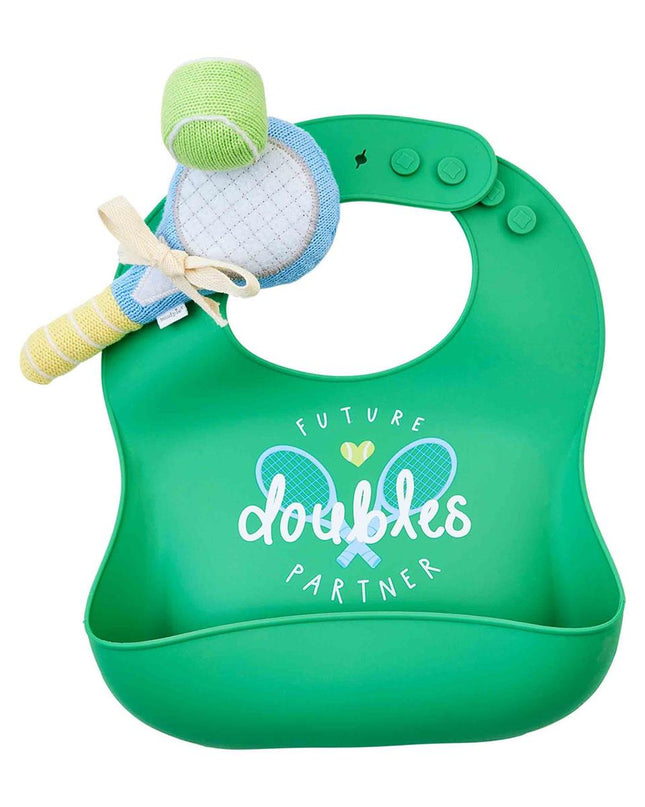 Tennis Silicone Bib & Rattle Set Baby in Default Title at Wrapsody