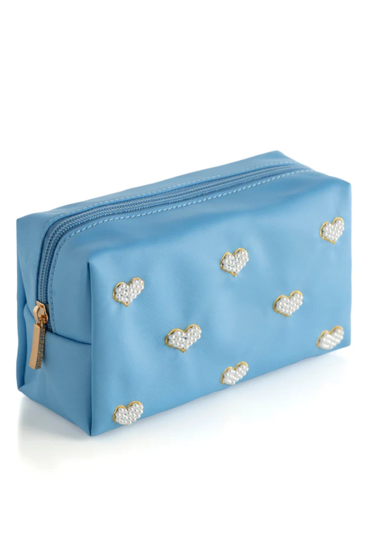 Blue  Hearts Pouch Travel Accessories in  at Wrapsody