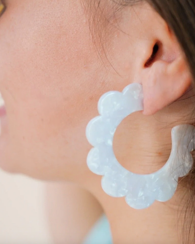 Margo Flower Earring Earrings in Pearl at Wrapsody