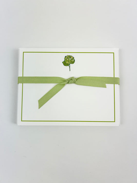 Green Hydrangea Stationery Set Paper in  at Wrapsody