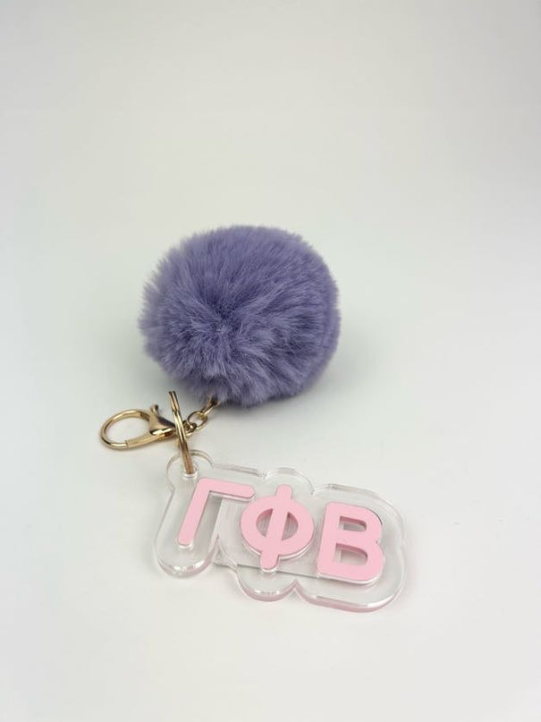 PomPom Acrylic Keychain Greek in Gamma Phi Beta at Wrapsody