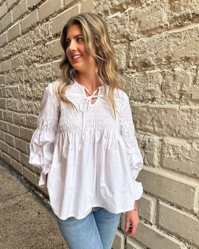 Poplin Ruched Blouse Tops in  at Wrapsody