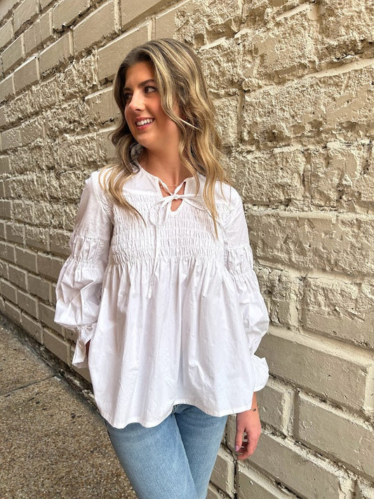 Poplin Ruched Blouse Tops in  at Wrapsody