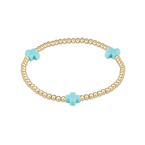 Enewton Signature Cross Bracelet 3mm (eGirl SIZE) Bracelets in Turquoise at Wrapsody