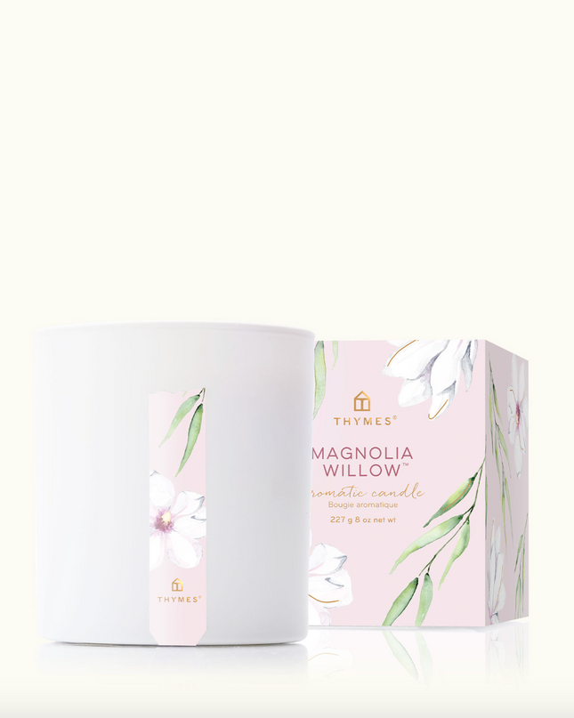 Thymes Poured Candle 8oz Candles in Magnolia Willow at Wrapsody