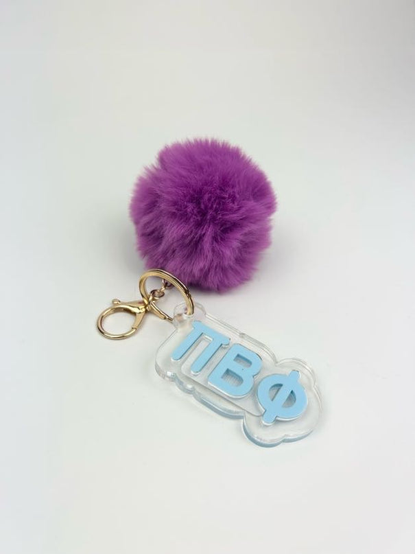 PomPom Acrylic Keychain Greek in Pi Beta Phi at Wrapsody