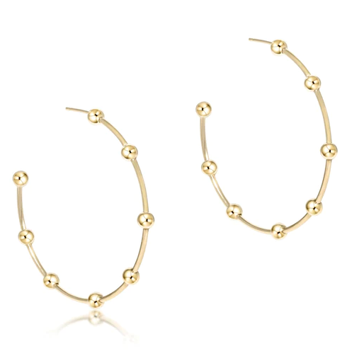 eNewton 4mm Beaded Simplicity  1.5" Post Hoop Earrings in  at Wrapsody