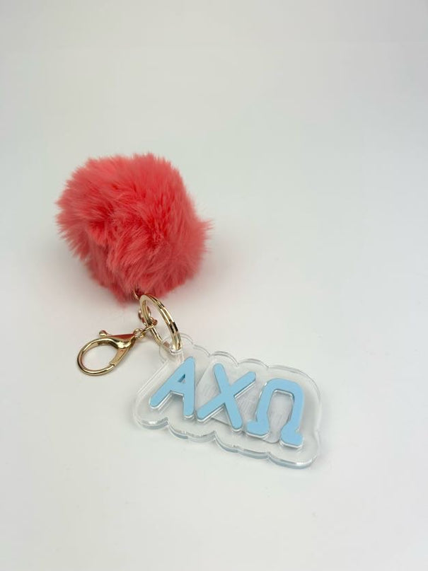 PomPom Acrylic Keychain Greek in Alpha Chi Omega at Wrapsody