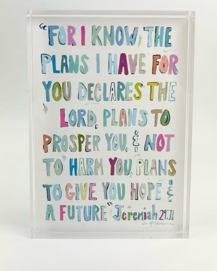 Acrylic Block Jeremiah Pink 5x7 Home Decor in  at Wrapsody