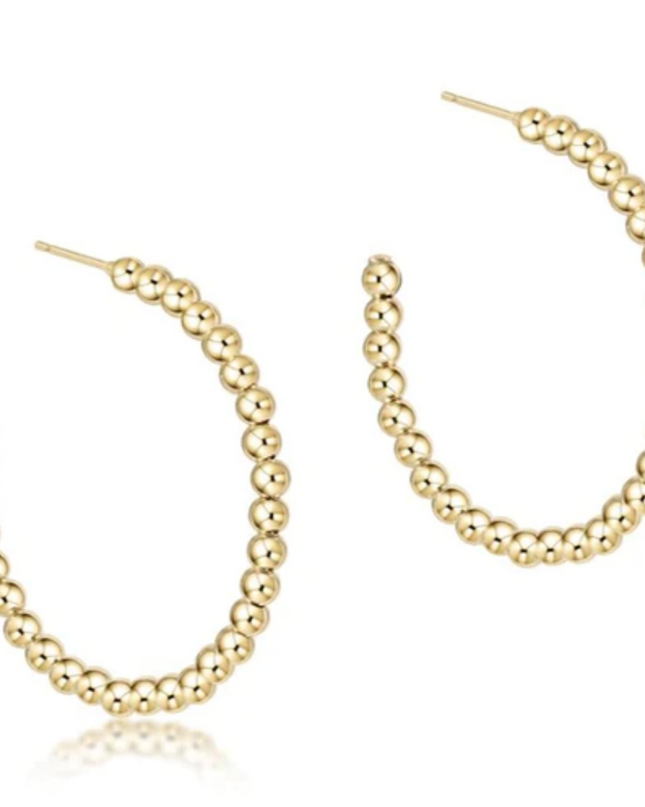 Beaded Classic 1.75" Post Hoop - 3mm Gold Earrings in Default Title at Wrapsody