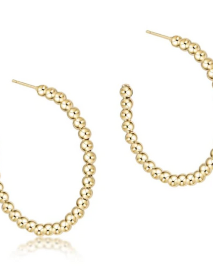 Beaded Classic 1.75" Post Hoop - 3mm Gold Earrings in  at Wrapsody