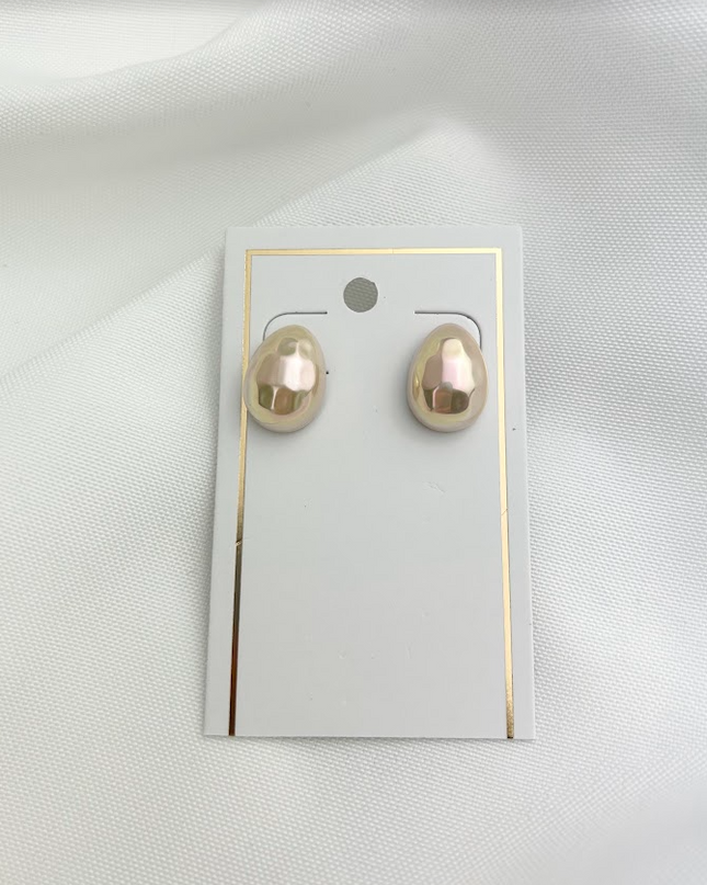 Monica Oval Pink/Opal Stud Earrings in  at Wrapsody