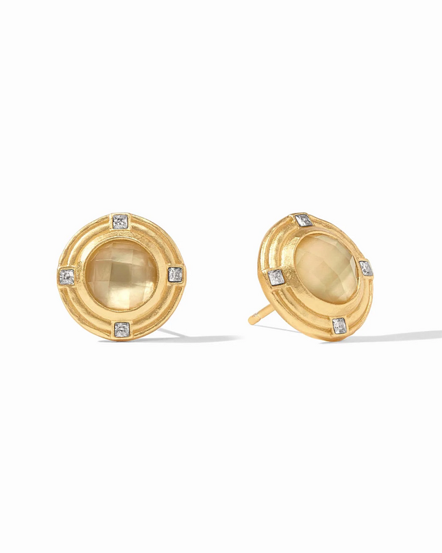 Julie Vos Astor Stone Stud Champagne Earrings in  at Wrapsody