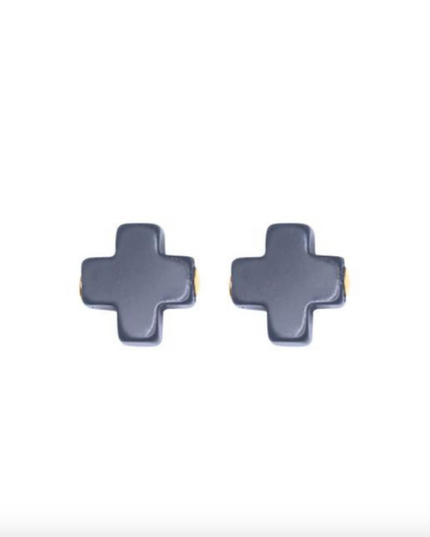 Enewton Signature Cross Stud Earrings in Navy at Wrapsody