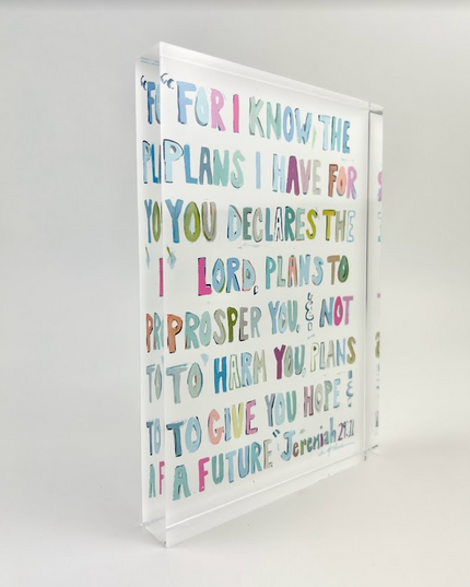 Acrylic Block Jeremiah Pink 5x7 Home Decor in  at Wrapsody