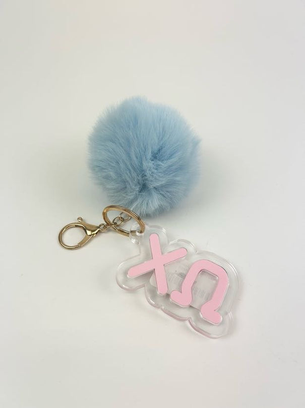 PomPom Acrylic Keychain Greek in Chi Omega at Wrapsody