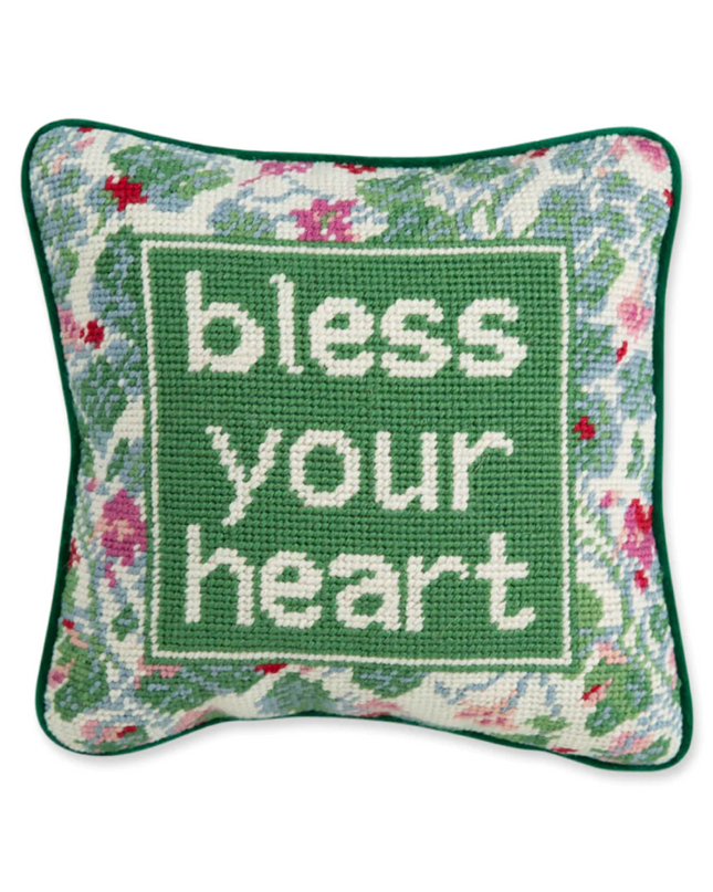 Bless Your Heart Needlepoint Pillow Pillows in  at Wrapsody