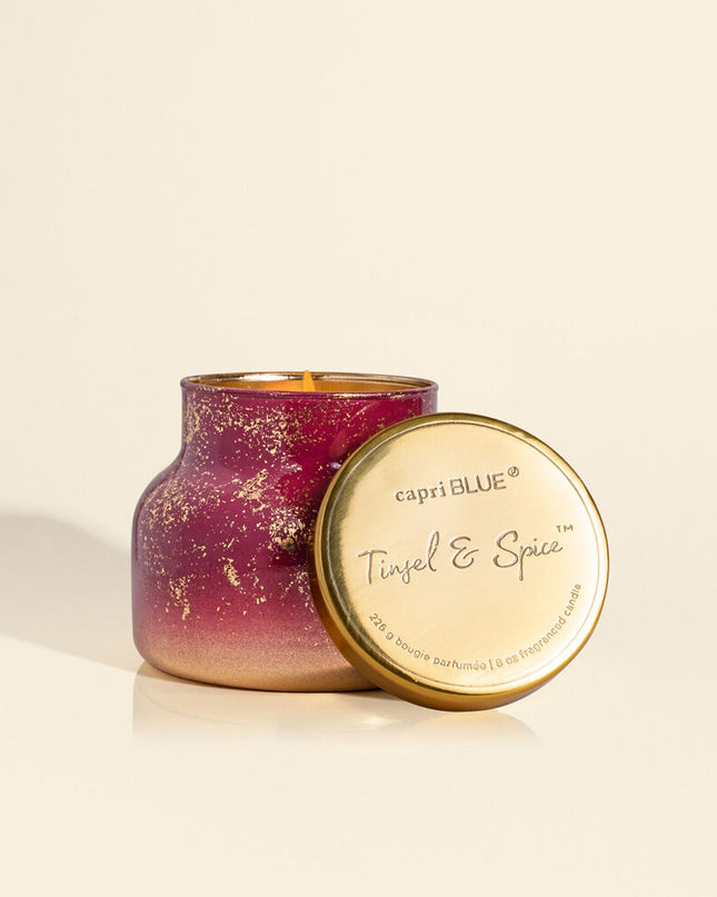 Capri Blue Glimmer Jar 8oz Candles in Tinsel Spice at Wrapsody