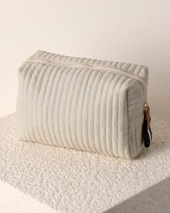 Large Ivory Boxy Cosmetic Pouch Cosmetic Bags in  at Wrapsody