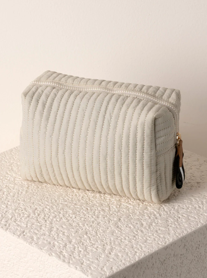 Large Ivory Boxy Cosmetic Pouch Cosmetic Bags in  at Wrapsody