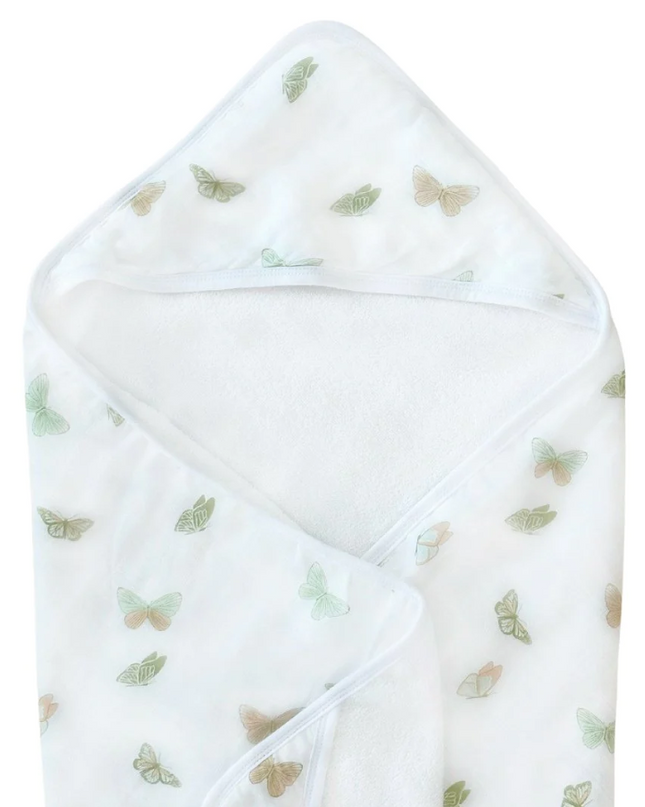 Butterflies Hooded Towel Baby in  at Wrapsody