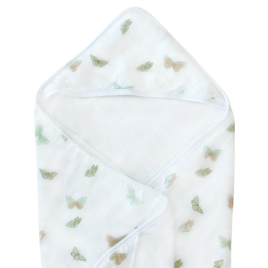 Butterflies Hooded Towel Baby in  at Wrapsody