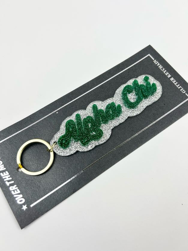 Glitter Keychain Greek in Alpha Chi Omega at Wrapsody