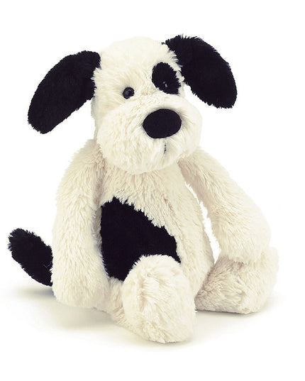 Jellycat Bashful Puppy Black & Cream Medium Soft Toys in  at Wrapsody