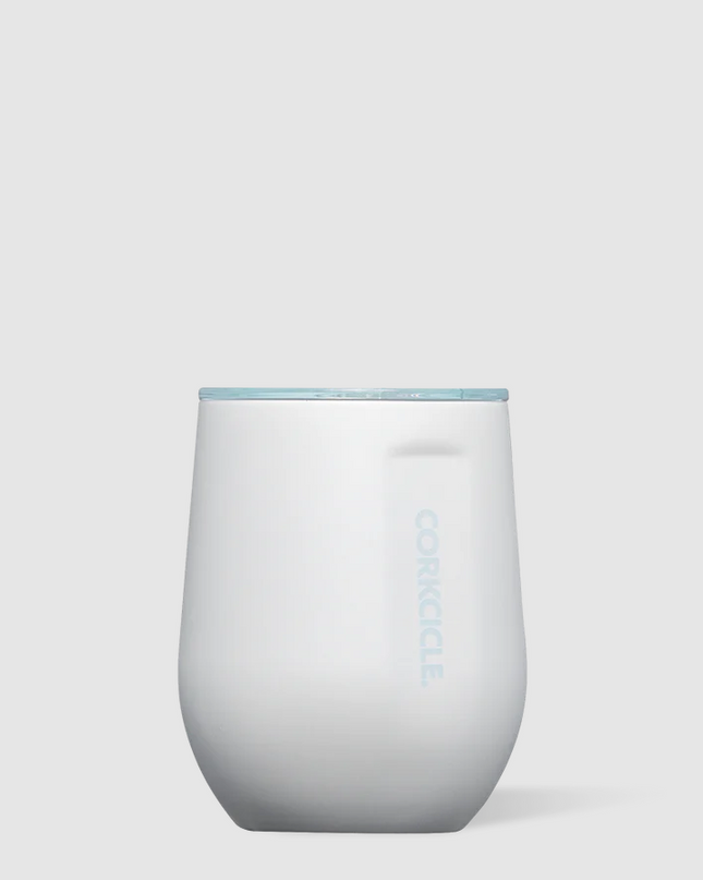 Corkcicle 12oz Stemless Wine - White/Powder Blue Drinkware in  at Wrapsody