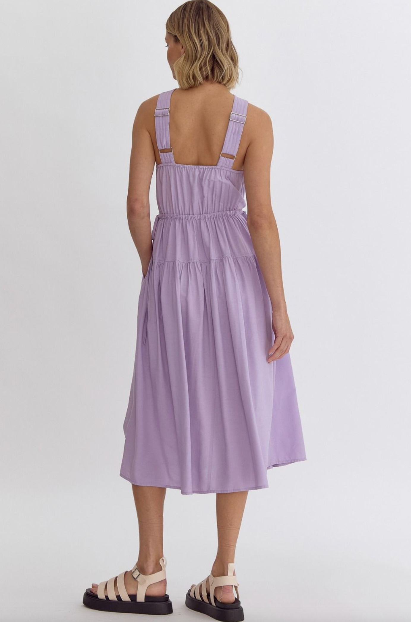 Dress Midi Cinch Lavender Dresses in  at Wrapsody