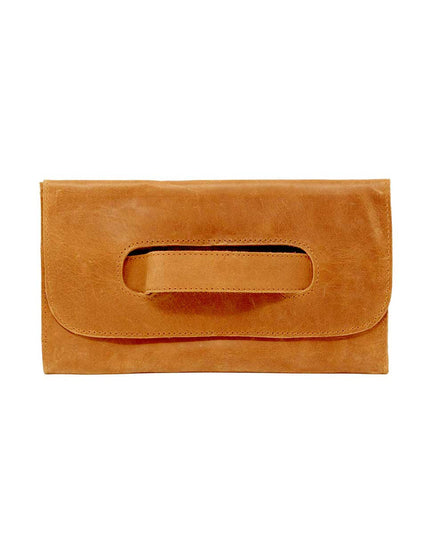 Able Mare Handle Clutch Handbags in Cognac at Wrapsody