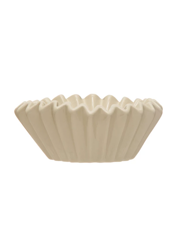 White Medium Fluted Bowl Kitchen in  at Wrapsody