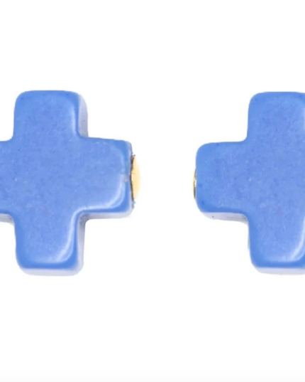 Enewton Signature Cross Stud Earrings in Cobalt at Wrapsody