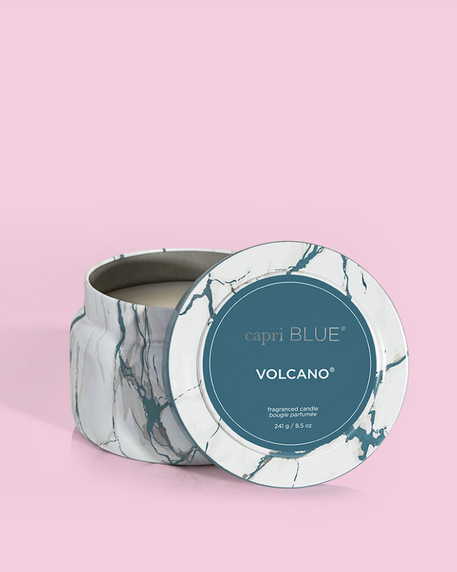 Capri Blue Modern Marble Tin 8.5oz Candle Candles in Volcano at Wrapsody