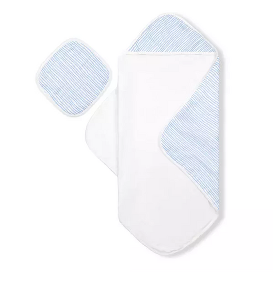 Blue Wave Hooded Towel Set Baby in  at Wrapsody