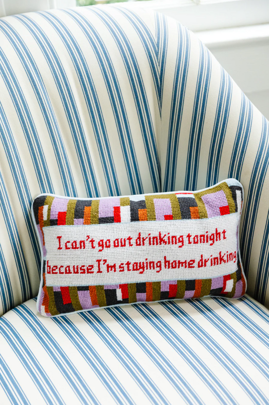 Can't Go Out Needlepoint Pillow Pillows in  at Wrapsody