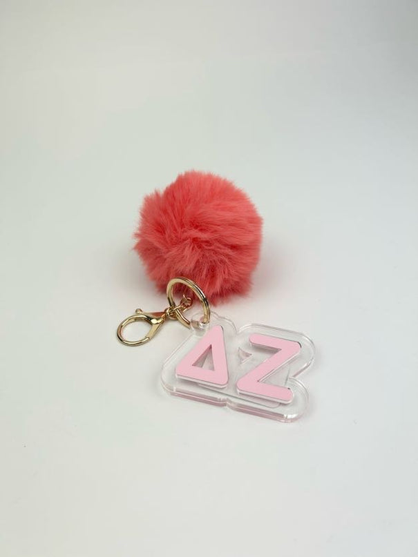 PomPom Acrylic Keychain Greek in Delta Zeta at Wrapsody