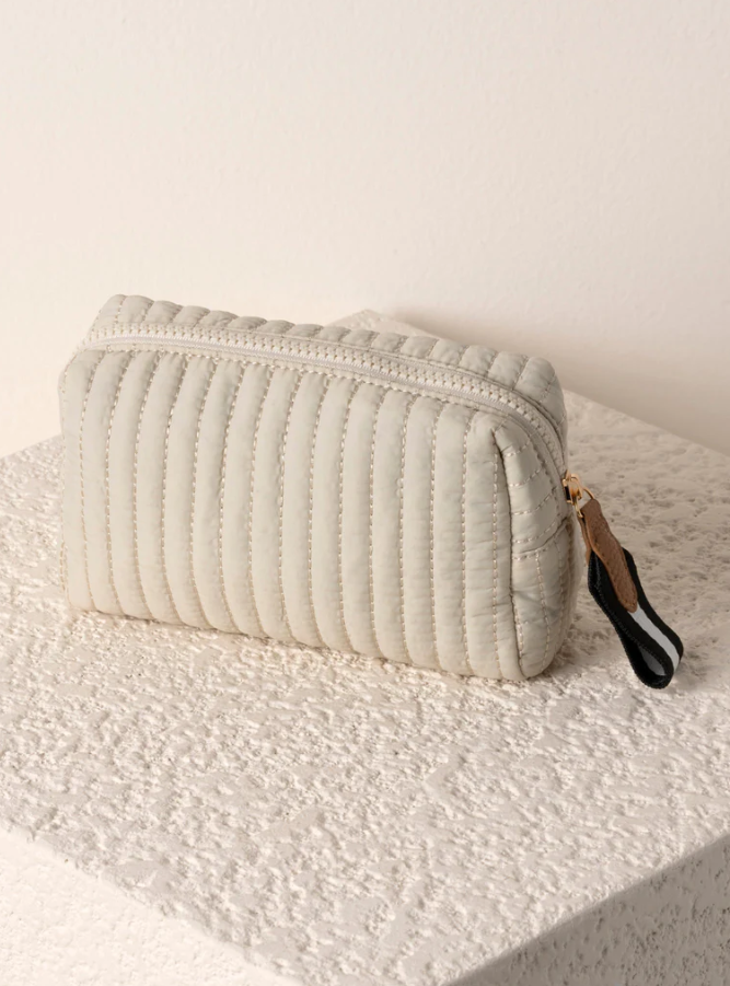 Small Ivory Boxy Cosmetic Pouch Cosmetic Bags in  at Wrapsody