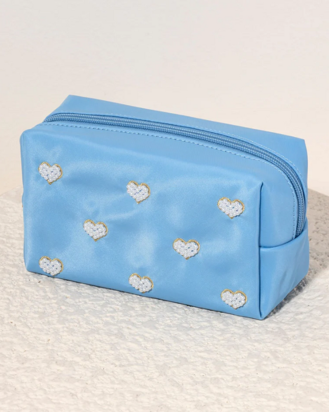 Blue  Hearts Pouch Travel Accessories in  at Wrapsody