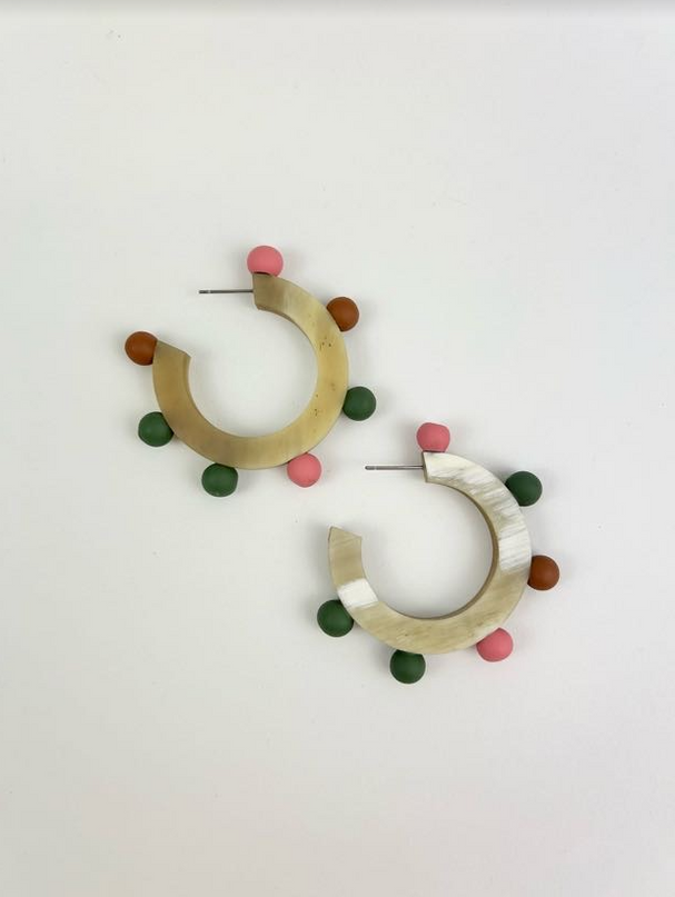 Sunshine Tienda Beaded Rainbow Hoop Earrings in  at Wrapsody