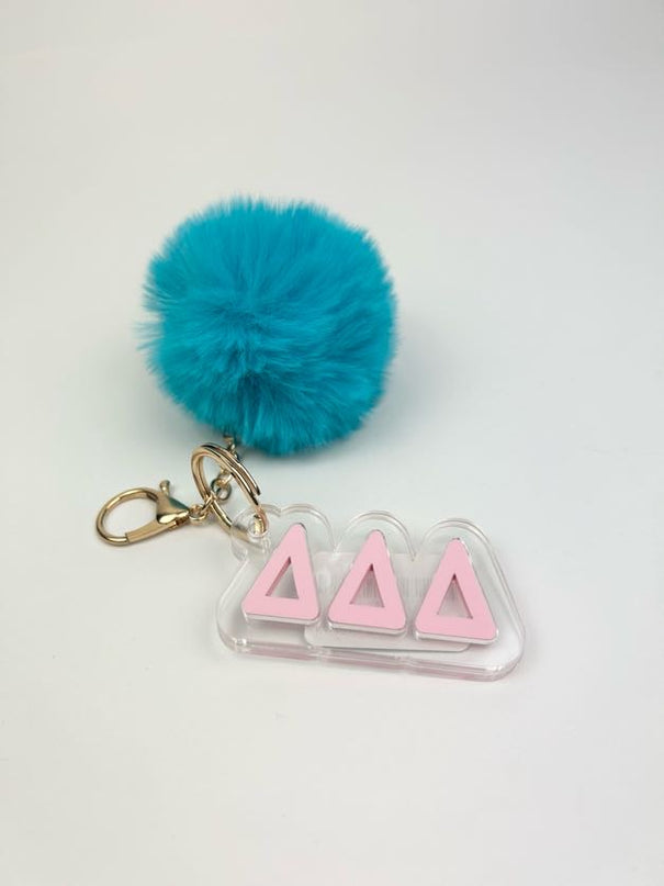 PomPom Acrylic Keychain Greek in Delta Delta Delta at Wrapsody