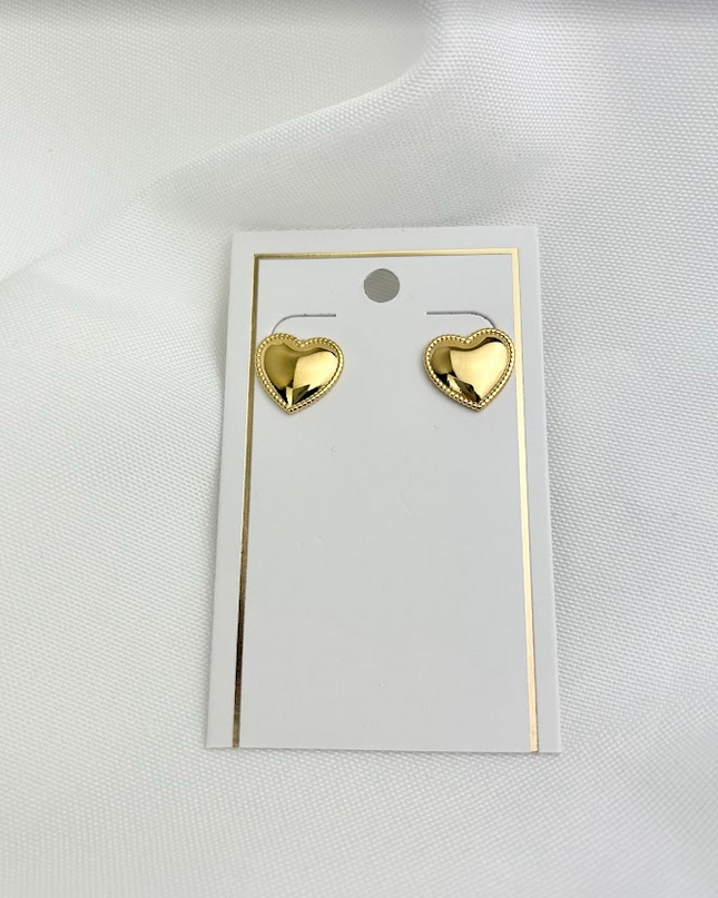 Gold Heart Stud Earrings in  at Wrapsody